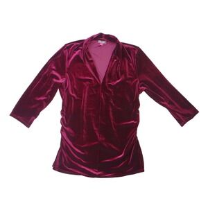Vince Camuto Burgundy Velvet Ruched Tunic Womens XL‎